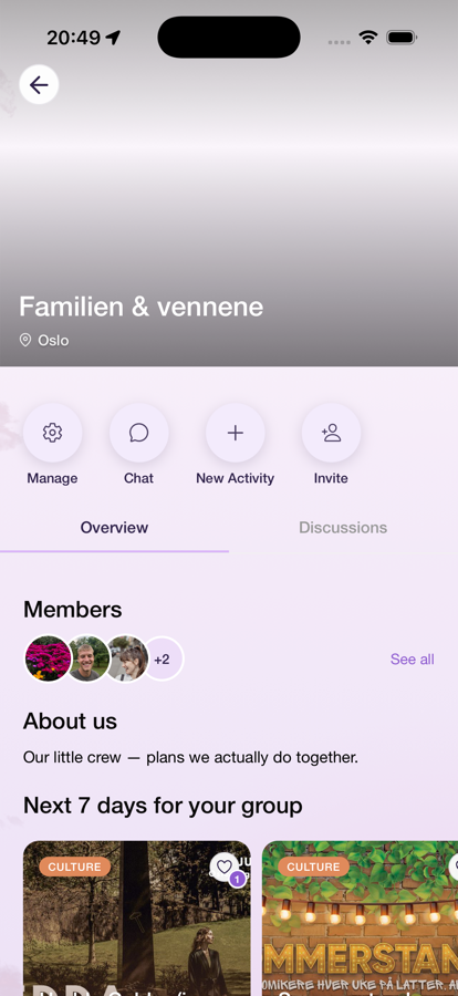 Private group in Moments